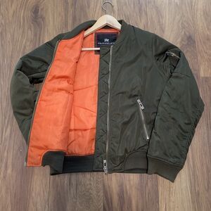 Parajumpers Men's Khaki Bomber Jacket with Orange Lining